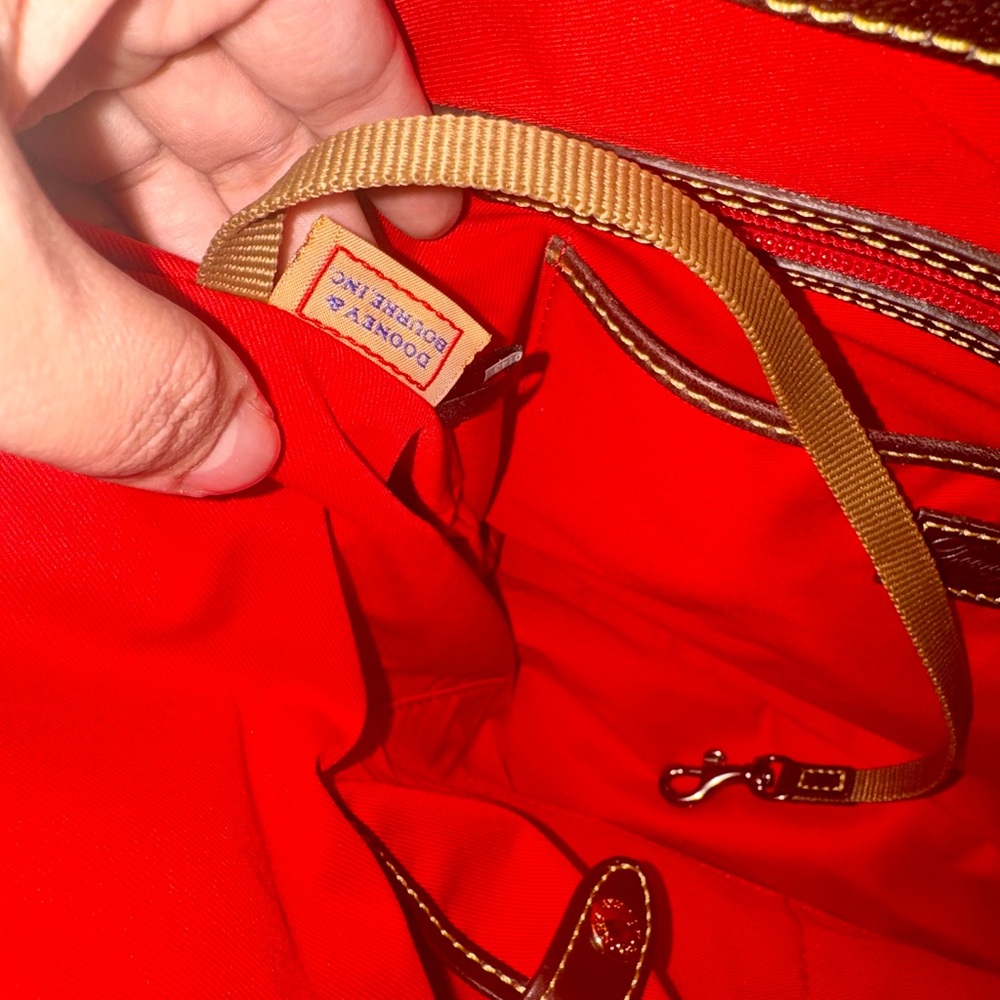 Dooney & Bourke Chocolate and Beige Chevron Tote - Picture 10 of 11